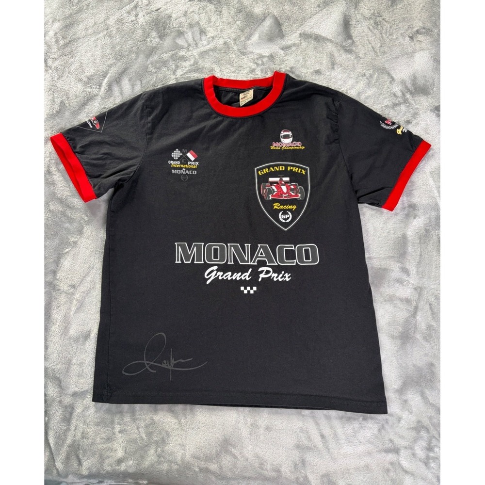Creations Monaco Grand Prix  Shirt Unisex L Black Crew Neck Short Sleeve Cotton